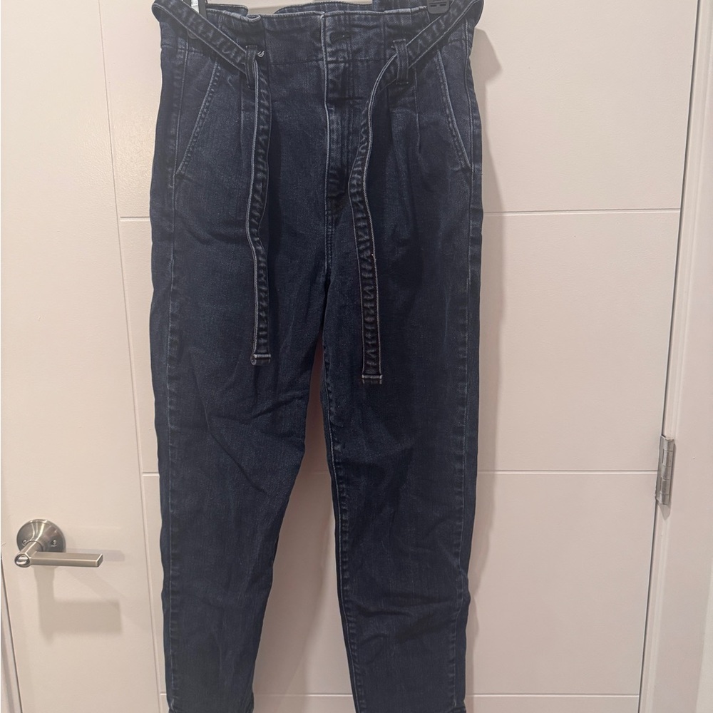 Black High-Waisted Jeans with Tie